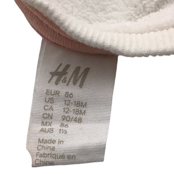 H&M Baby Girl Fleece Shirt White& Black Penguin Pink Bow Size 12-18M Soft & Warm - Picture 3 of 6